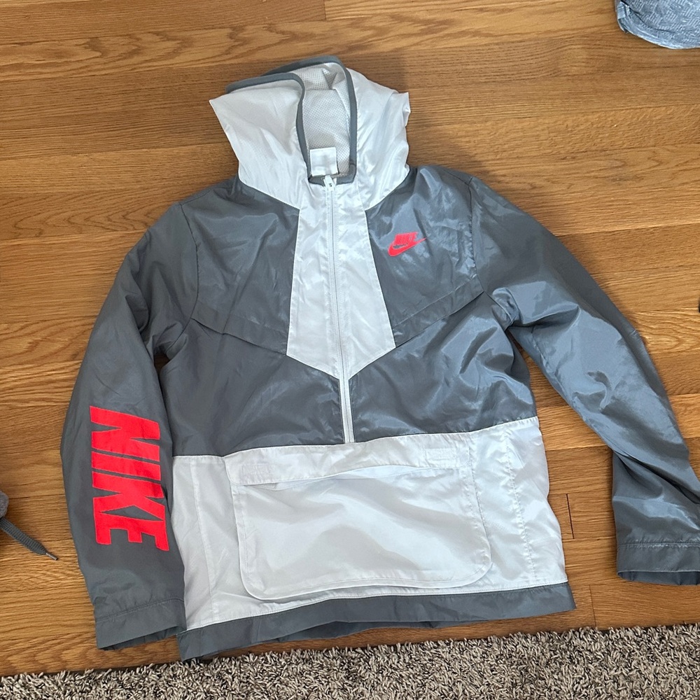 Nike Gray and White Jacket with Red Accents